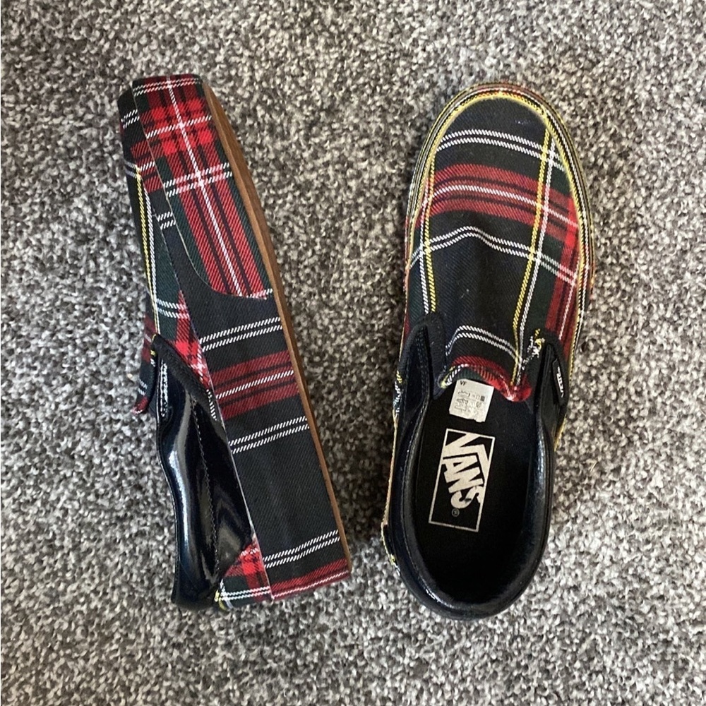 Platform Tartan Plaid Slip On Vans